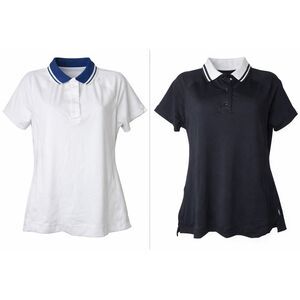LPGA Sport Polo Shirt Lot of 2  White Black Contrast Collar Small New
